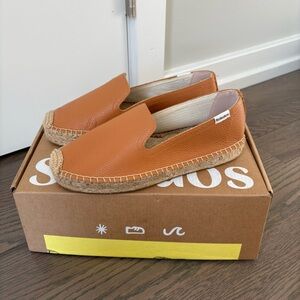 Soludos Brown Leather Slip-On Espadrilles